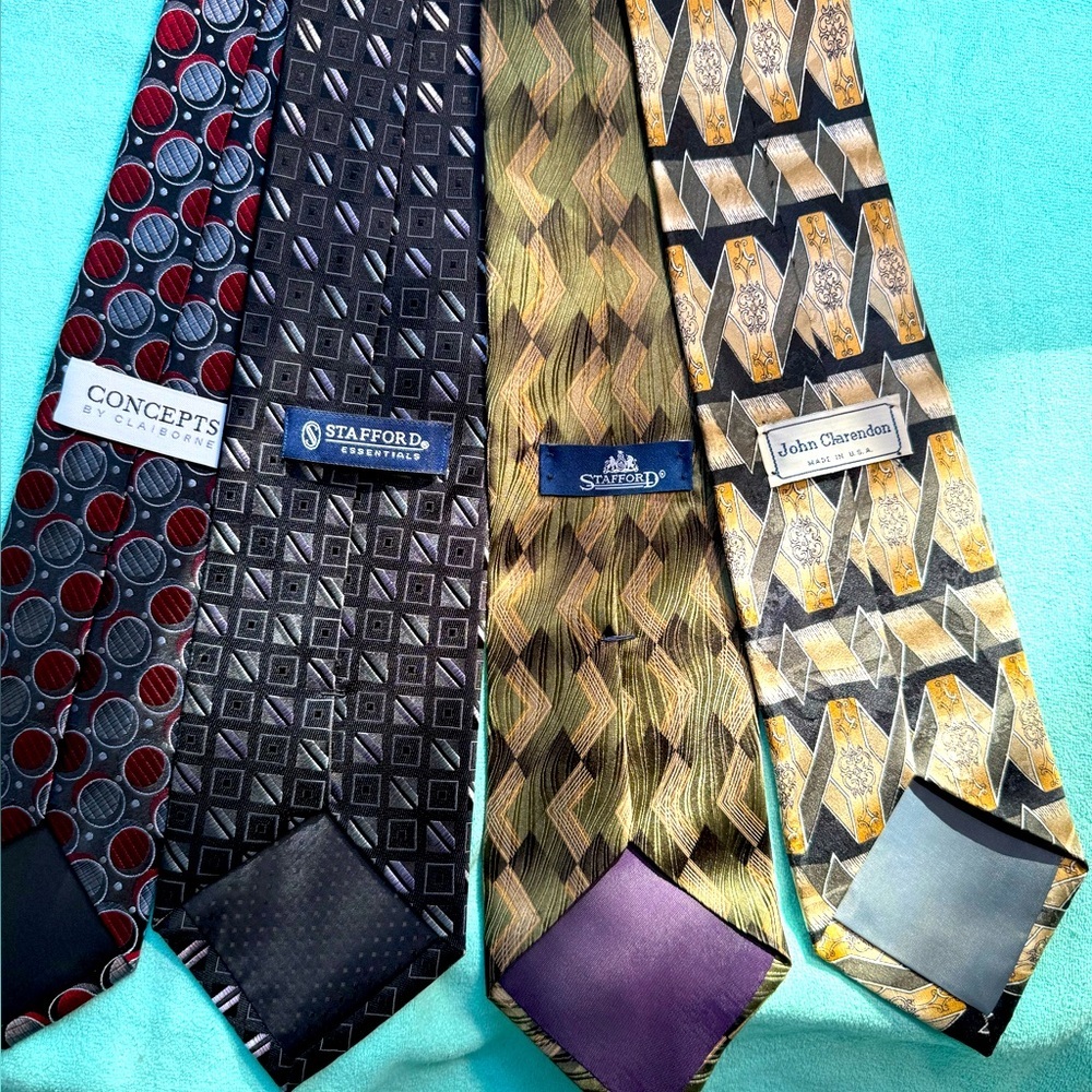 4 100% Silk Ties - Famous Makers